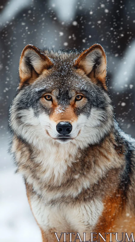 Wolf Amidst Gentle Snowfall