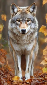 Autumn Wolf in Natural Setting