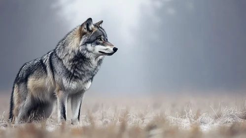 Solitary Wolf in Nature's Tranquility