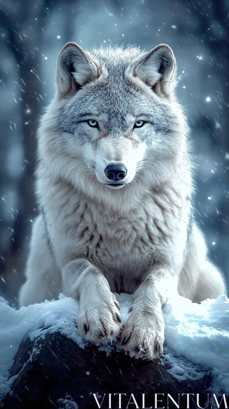 AI ART Wolf in Winter Snow