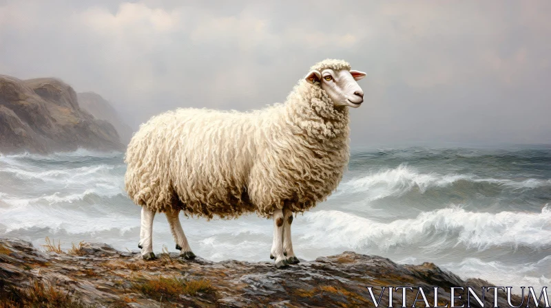 AI ART Sheep by the Sea