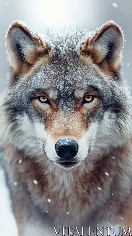 AI ART Intense Wolf Portrait in Snow