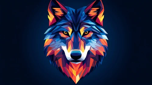 Colorful Polygonal Wolf Head AI Image