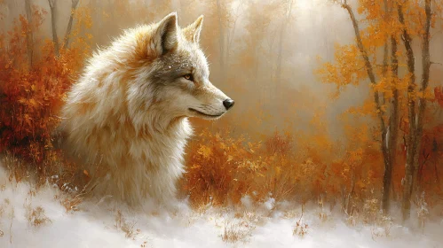 Graceful Wolf Amidst Fall Colors