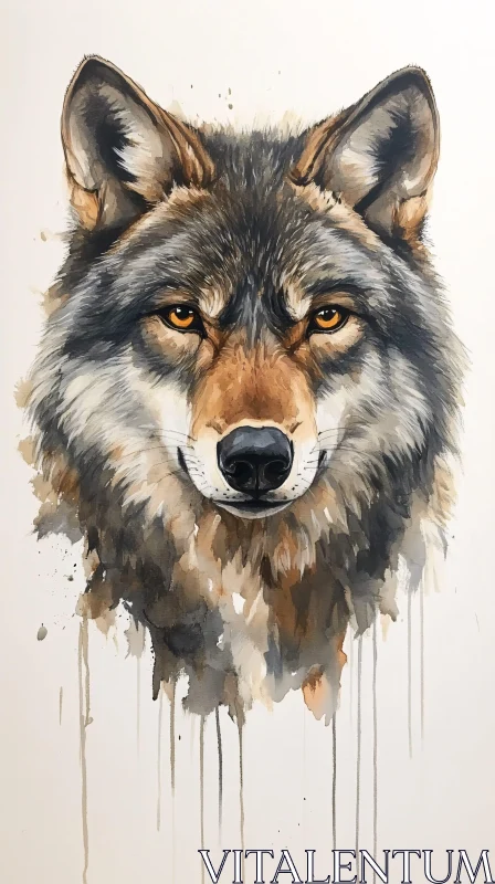 AI ART Wolf Watercolor Painting