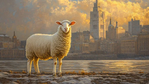 Urban Sheep at Dusk City View