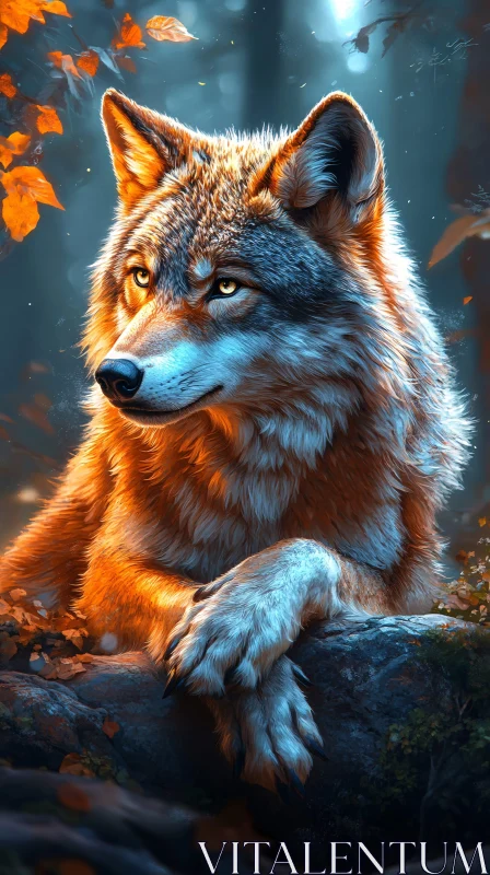 AI ART Autumn Wolf in Nature