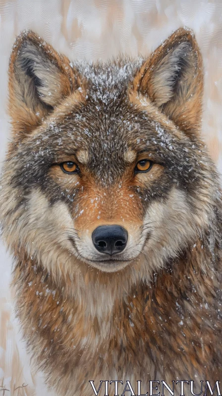 AI ART Wolf in Snow Close-Up