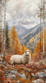 Peaceful Sheep Amidst Autumn Colors