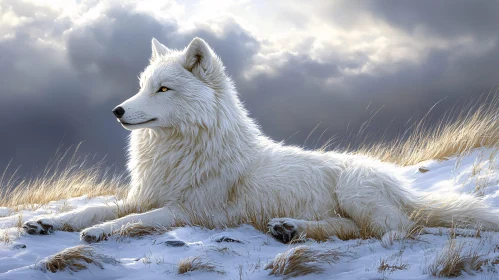Serene Wolf Amidst Snow