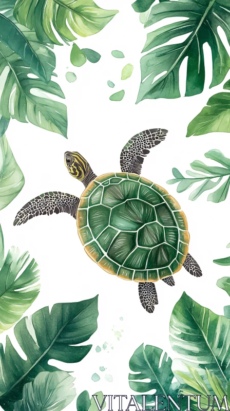 AI ART Tropical Turtle Illustration