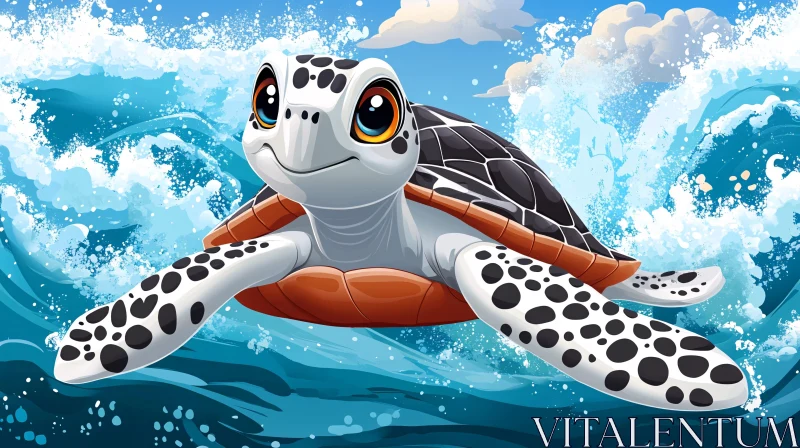 AI ART Oceanic Cartoon Turtle Adventure