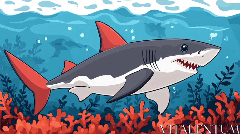 AI ART Illustrated Shark in Ocean Habitat