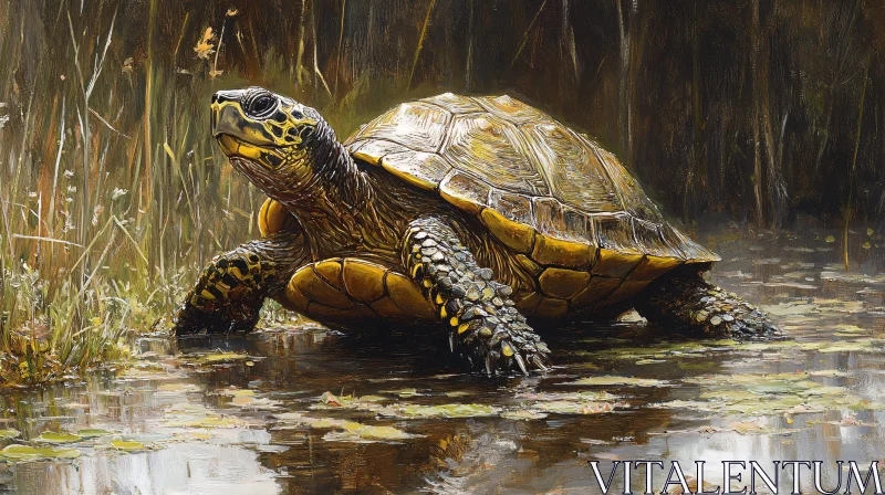 Tranquil Wetland Turtle