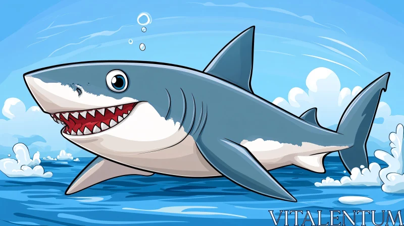 Friendly Cartoon Shark Illustration AI Image