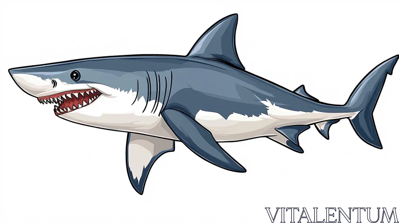 AI ART Cartoon Drawing of a Fierce Shark