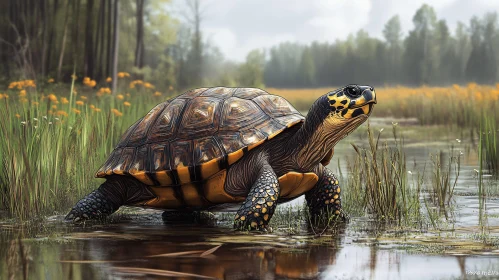 Wetland Turtle in Natural Habitat