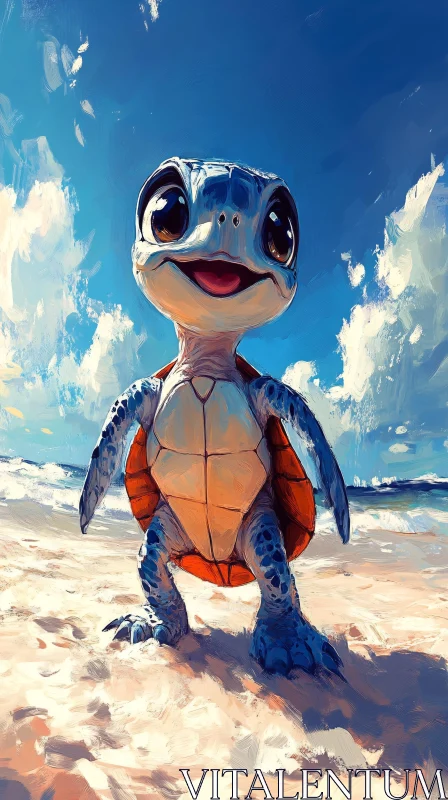 AI ART Whimsical Beach Turtle