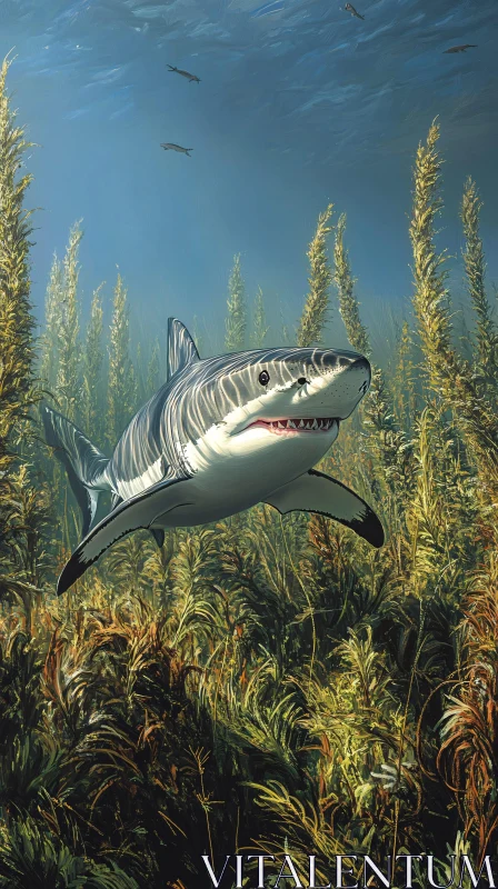 AI ART Underwater Shark Majesty