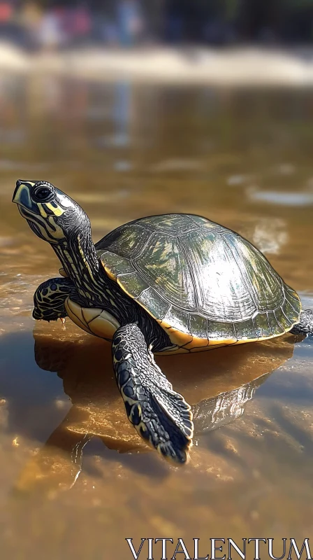 AI ART Turtle in Sunlit Waterscape