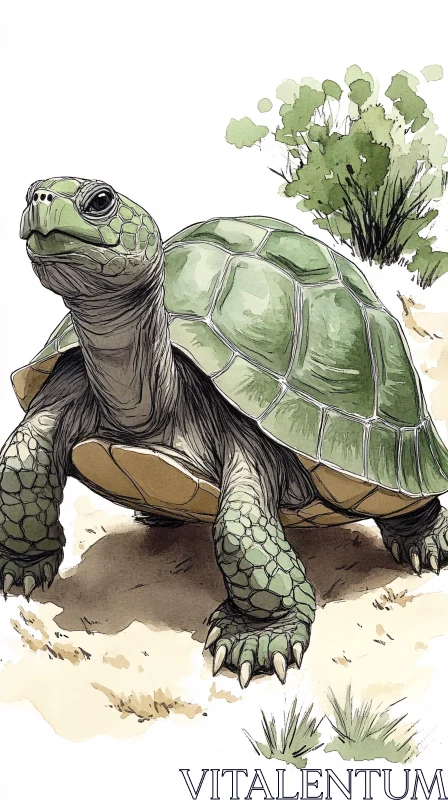 AI ART Turtle Illustration with Natural Surroundings