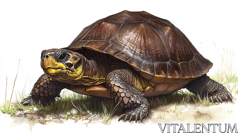 AI ART Detailed Turtle on Grass