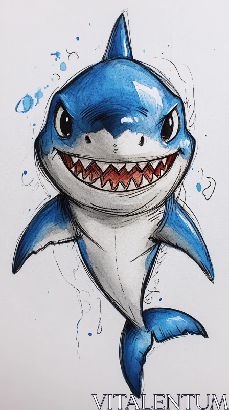 AI ART Playful Cartoon Shark Art