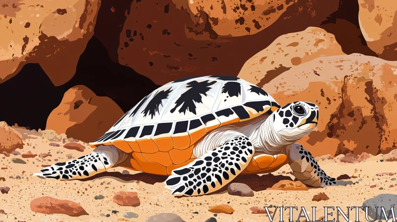 AI ART Turtle Resting in Desert Terrain