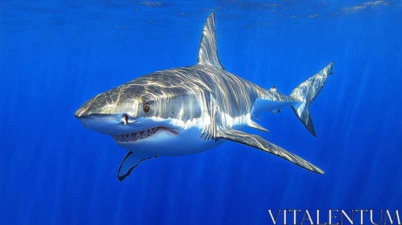 AI ART Great White Shark's Underwater Elegance