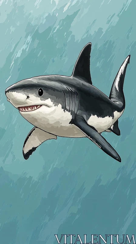 AI ART Shark Illustration in Ocean Waters