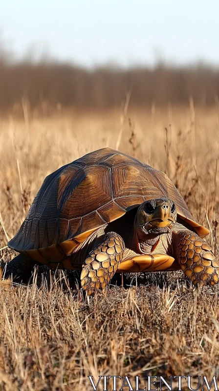 AI ART Serene Turtle Amidst Dry Grass