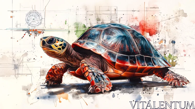 AI ART Turtle in Abstract Design