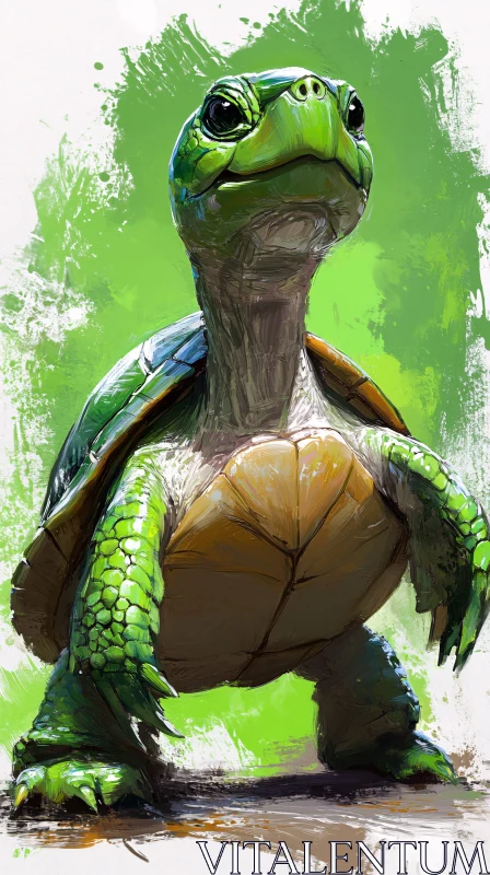 AI ART Artistic Green Turtle Representation