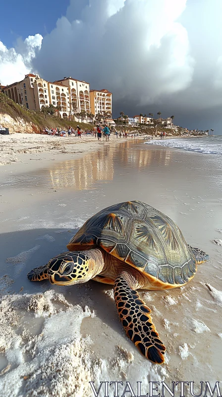 AI ART Beachfront Turtle and Dramatic Skies