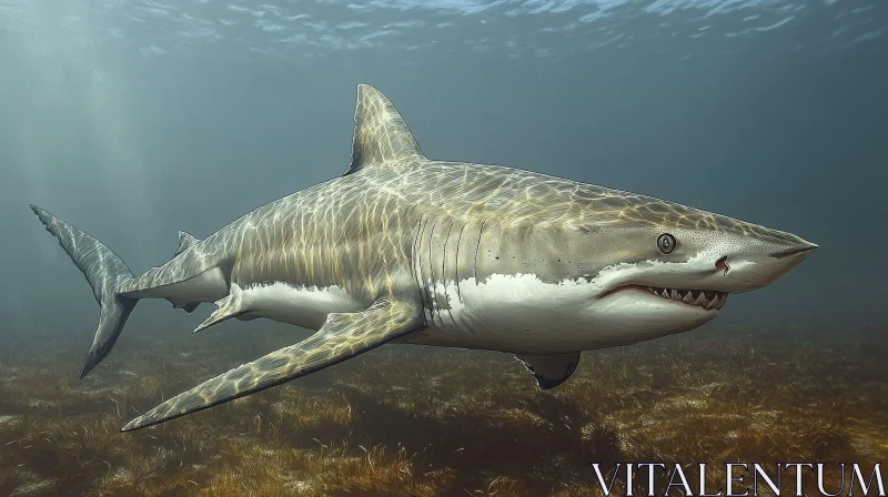 Shark Swimming Underwater AI Image