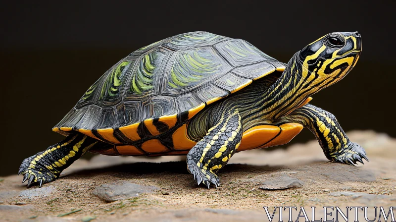 AI ART Detailed Turtle on Sandy Ground