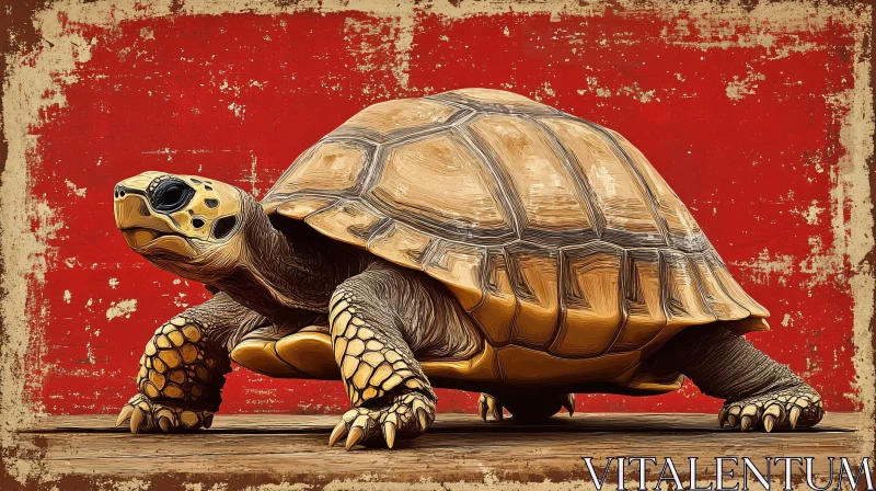 AI ART Vintage-Style Tortoise Artistic Depiction