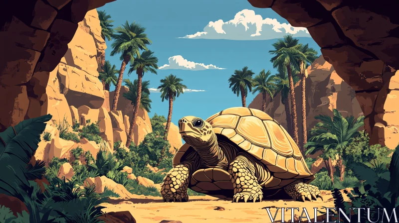 AI ART Tortoise in Desert Oasis