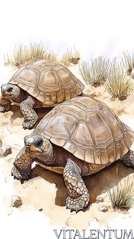 AI ART Desert Tortoise Illustration