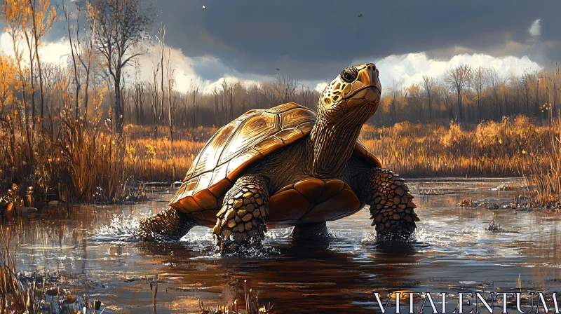 AI ART Turtle Crossing Wetland