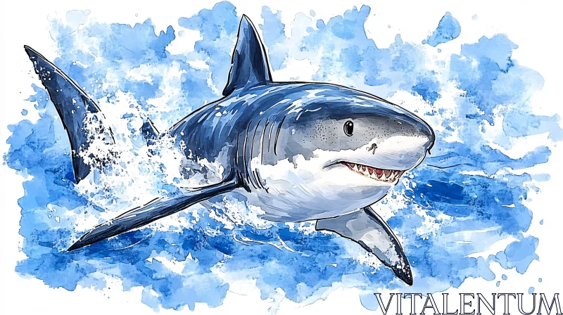 AI ART Artistic Shark in Watercolor