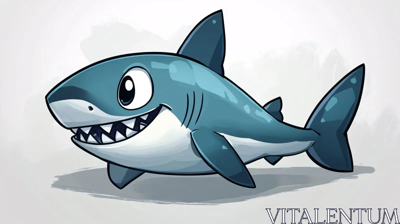 Smiling Cartoon Shark Illustration AI Image