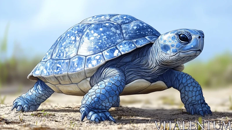 AI ART Beach Tortoise Illustration