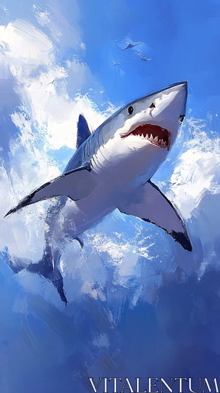 AI ART Shark Leaping in Ocean Art