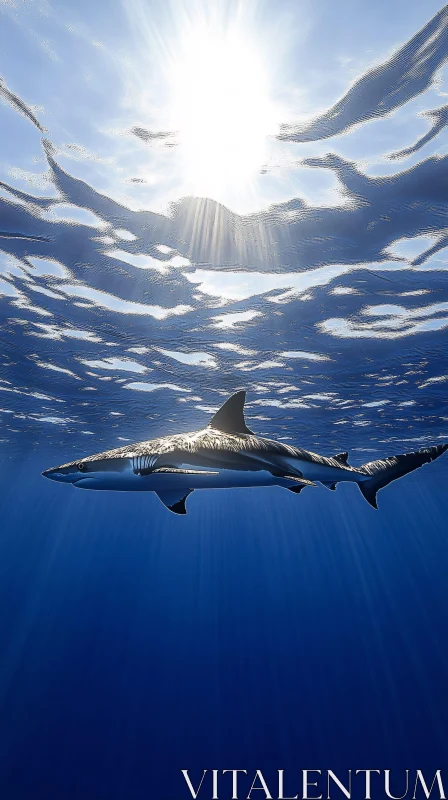 AI ART Shark Gliding in Ocean Waters