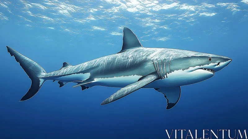 AI ART Ocean Predator: Great White Shark