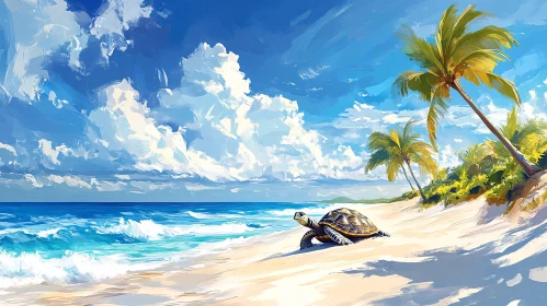 Turtle on a Tropical Beach