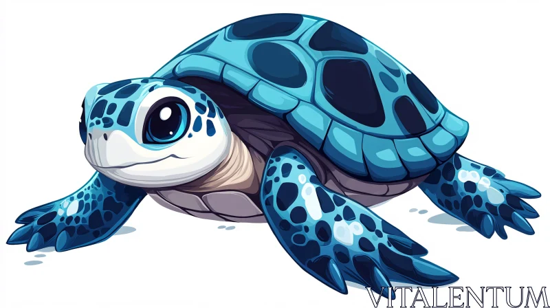 AI ART Playful Turtle with Vivid Blue Shell