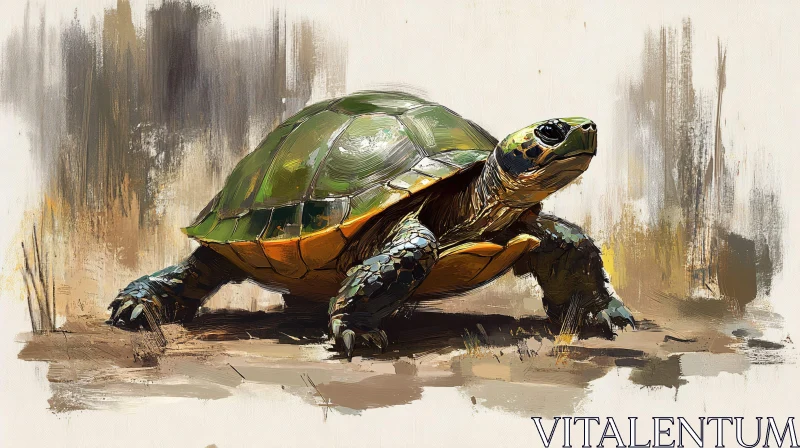 AI ART Painting of a Turtle in Nature