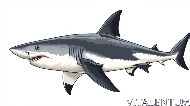 AI ART Cartoon Style Great White Shark Art